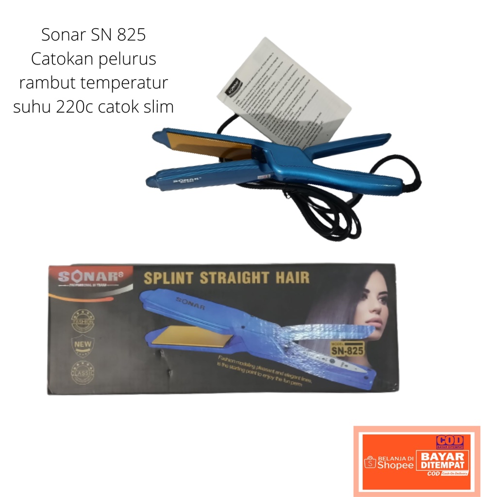 Catok Rambut Suhu Sonar SN 825 Catokan Alat Pelurus Rambut Plat Lebar