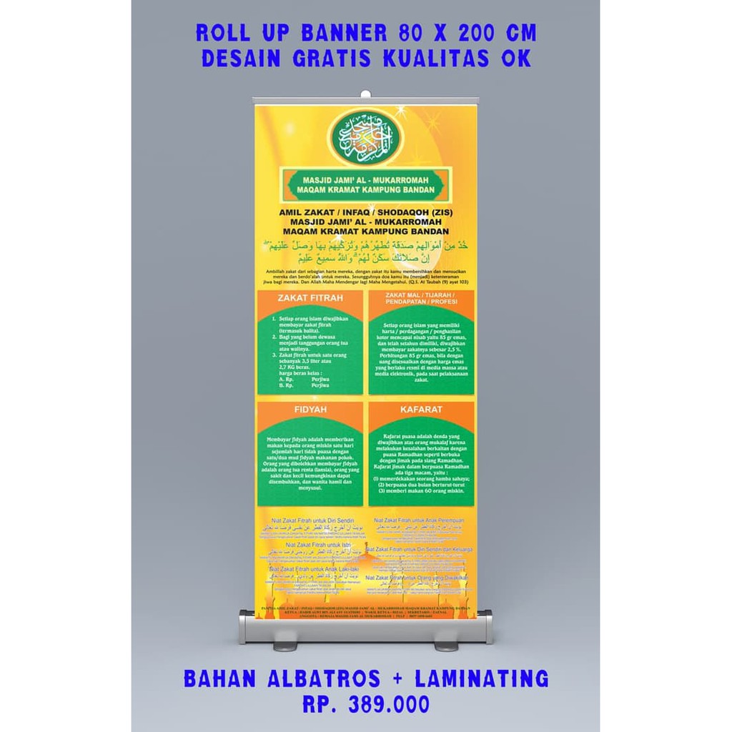 Roll Up Banner 80cm X 200cm Gratis Desain Albatros Laminating