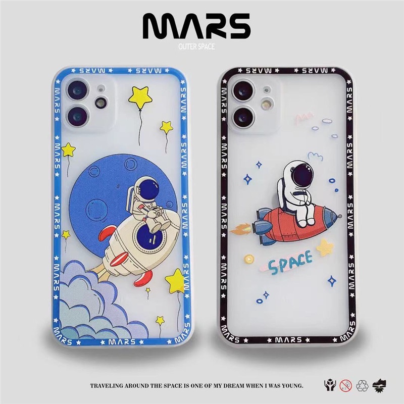 luxurious NASA Matte ​Square Phone Case IPhone 12 12Pro 12Promax 12mini 11 Pro Max X Xs Max XR 8 7 Plus Shockproof Soft TPU Cover