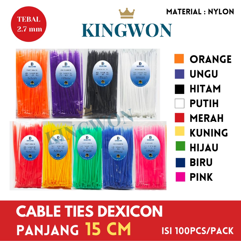 KABEL TIE CABLE TIES 15 cm isi 100 PCS 2.5X150 MM WARNA WARNI