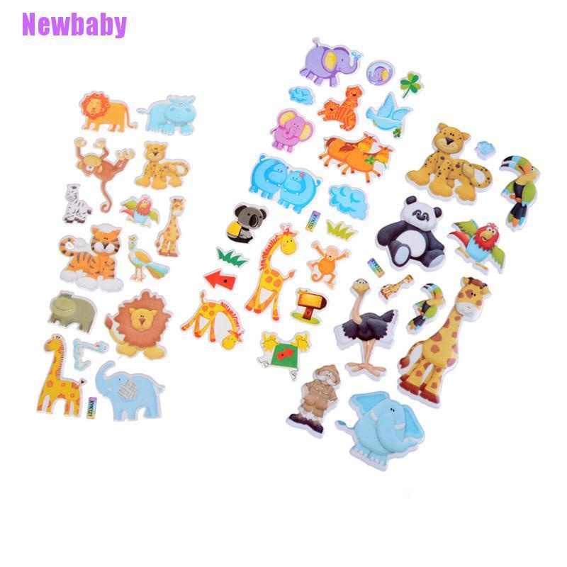 (Newbaby) Mainan Stiker 3D Motif Kartun Kebun Binatang Bahan PVC Untuk Anak Laki-Laki / Perempuan