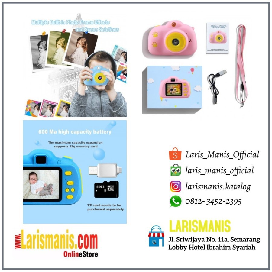 Kamera Anak Kamera Digital Selfie 2 Lensa Dual Kamera Kamera Selfie