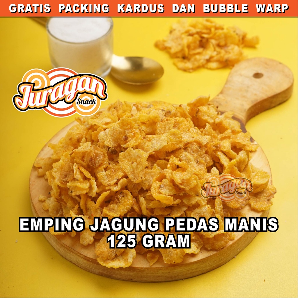 

EMPING JAGUNG PEDAS MANIS 125 gram snack kiloan makanan ringan jajanan cemilan camilan pedas manis asin gurih murah