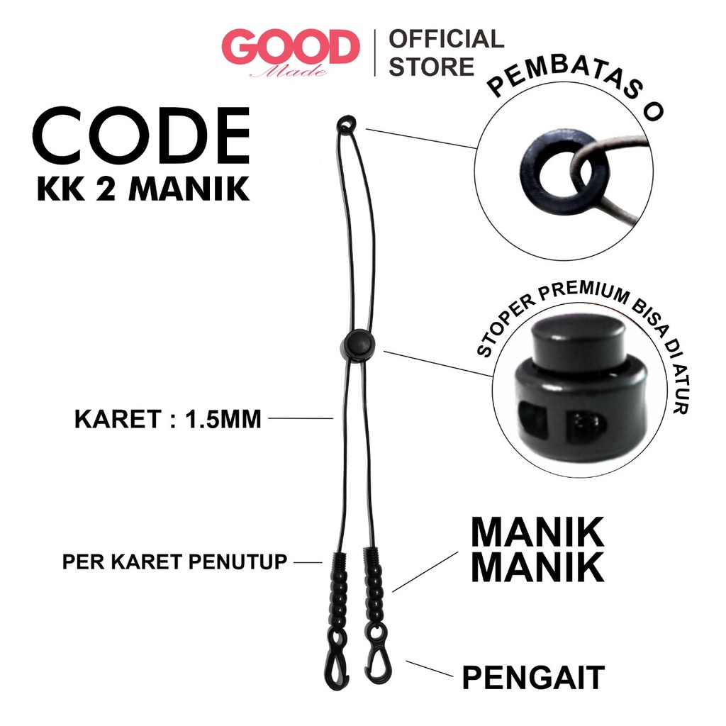 GOOD MADE - STRAP MASKER + STOPPER 2 in 1  TALI KONEKTOR  LANYARD  KALUNG MASKER  KONEKTOR MASKER MANIK  COD