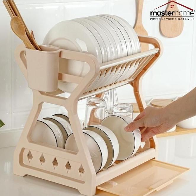 Rak Piring Plastik 2 Susun Serbaguna Tempat Sendok Gantung