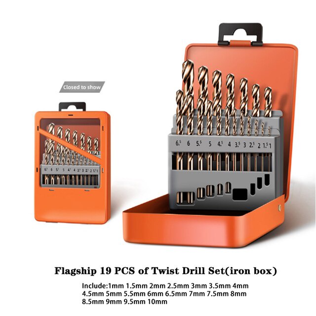 Drill Bit HSS 19 pcs/set - Kugel Mata Bor Besi HSS 19 pcs/set