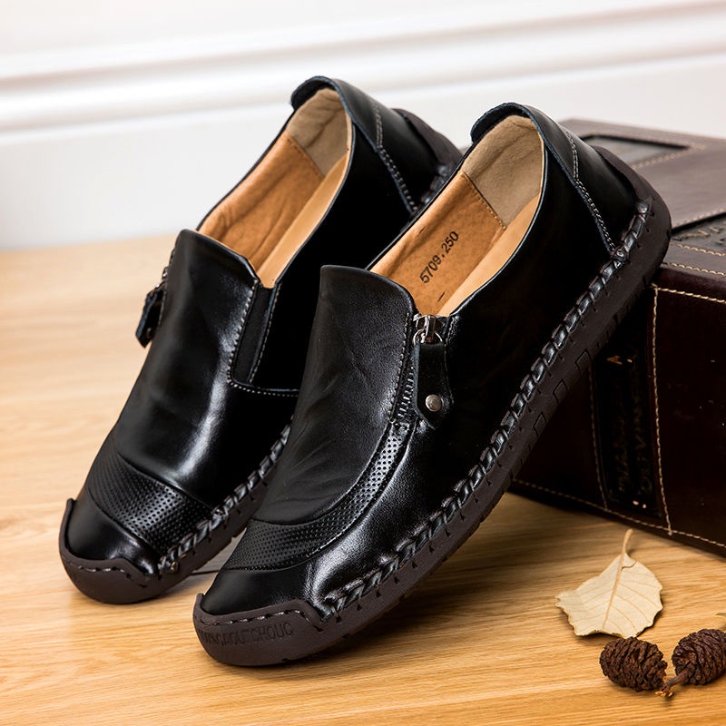 Sepatu Slip On Loafer Pria Casual Slop Resleting Formal Kerja Sepatu Santai Kantor Kulit Asli Original Santai Dewasa Laki Laki 014