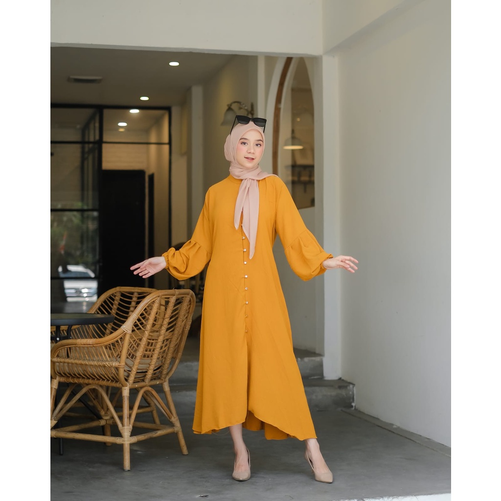 NEW MIDI DRESS- CHAVA Midi Dress Bahan Crincle Import Gamis Midi Crincle Premium Terbaru