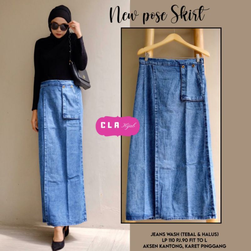 rok jeans wanita terbaru - rok jeans layer kekinian