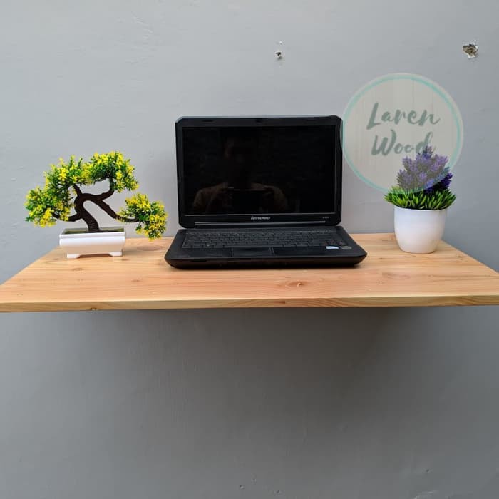 Meja lipat laptop dan printer jati belanda ukuran 80x40