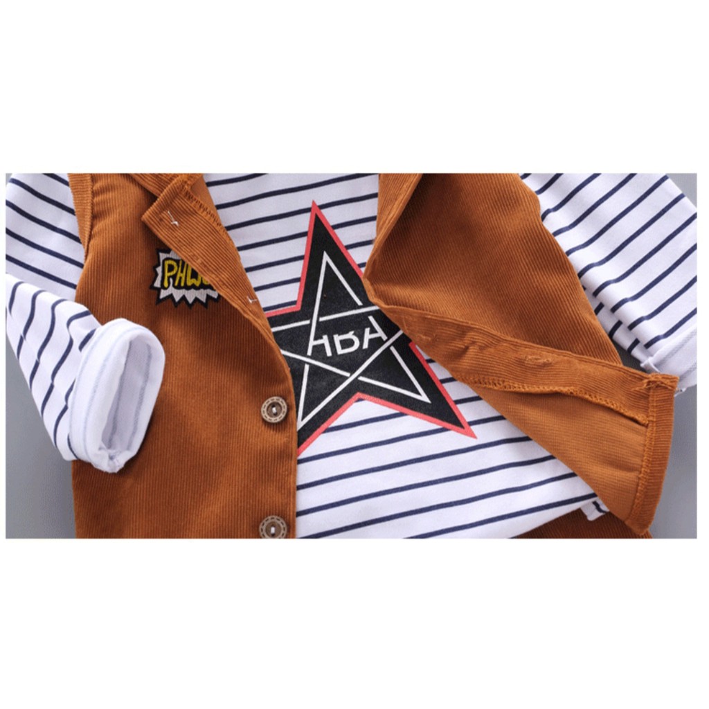 SSL49-Setelan Anak Laki Hoodie Line Corduroy Star