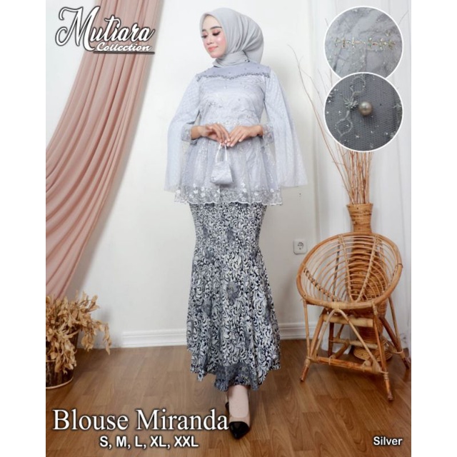 Permata Olshop / Blouse Miranda MK / Kebaya Wisuda Modern / Setelan Kebaya Kekinian / Baju Pesta Kondangan / Blouse Kondangan