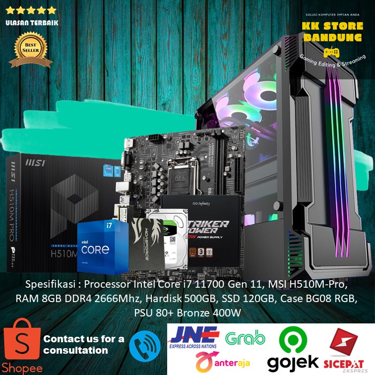 PC RAKITAN INTEL CORE I7 11700 GEN 11 |8GB RAM|120GB SSD PC EDITING