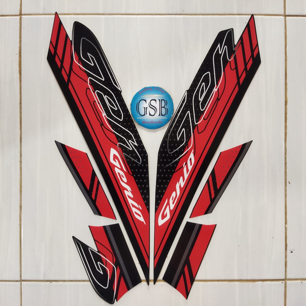 striping stiker motor honda genio 110 2020 hitam-merah