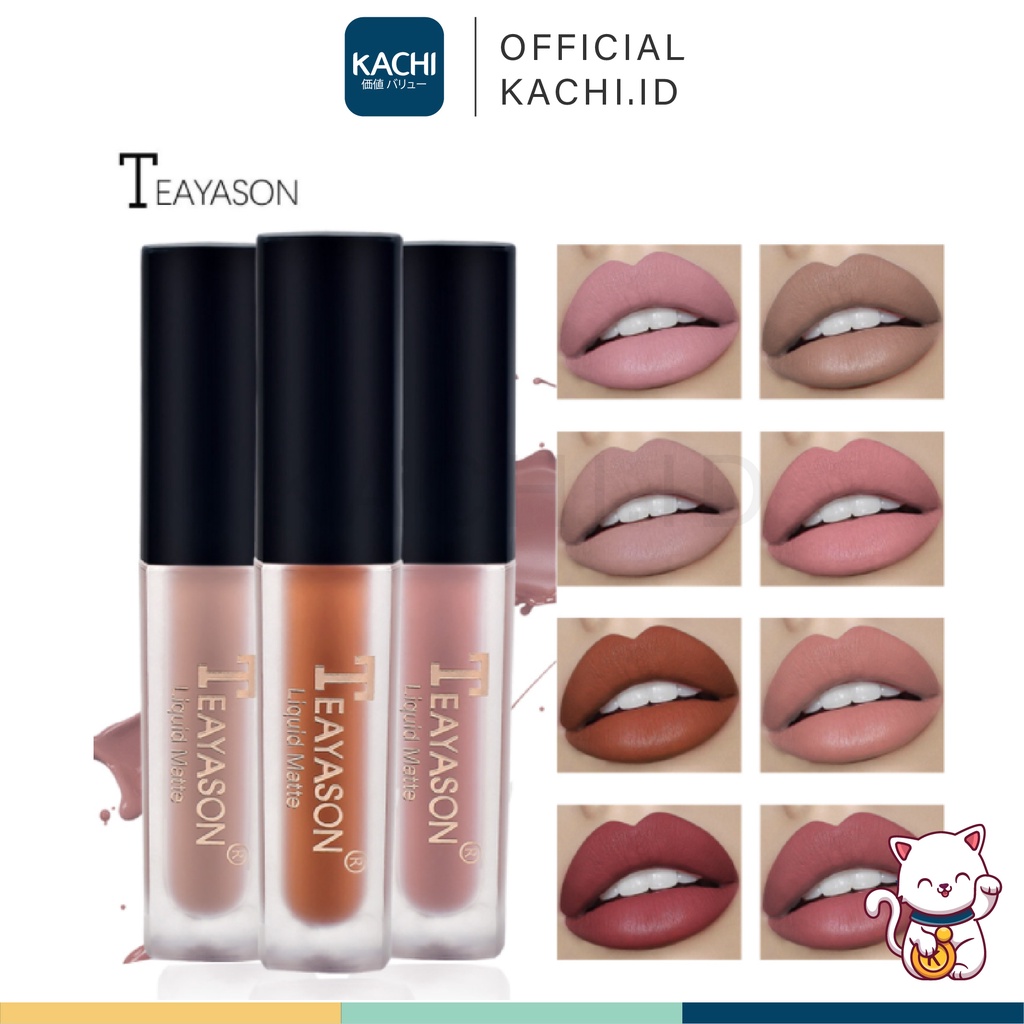 KACHI - TEAYASON Natural Matte Liquid Lipstick Lip Glaze Lip Gloss Lipstik Baru 12 Warna TE005