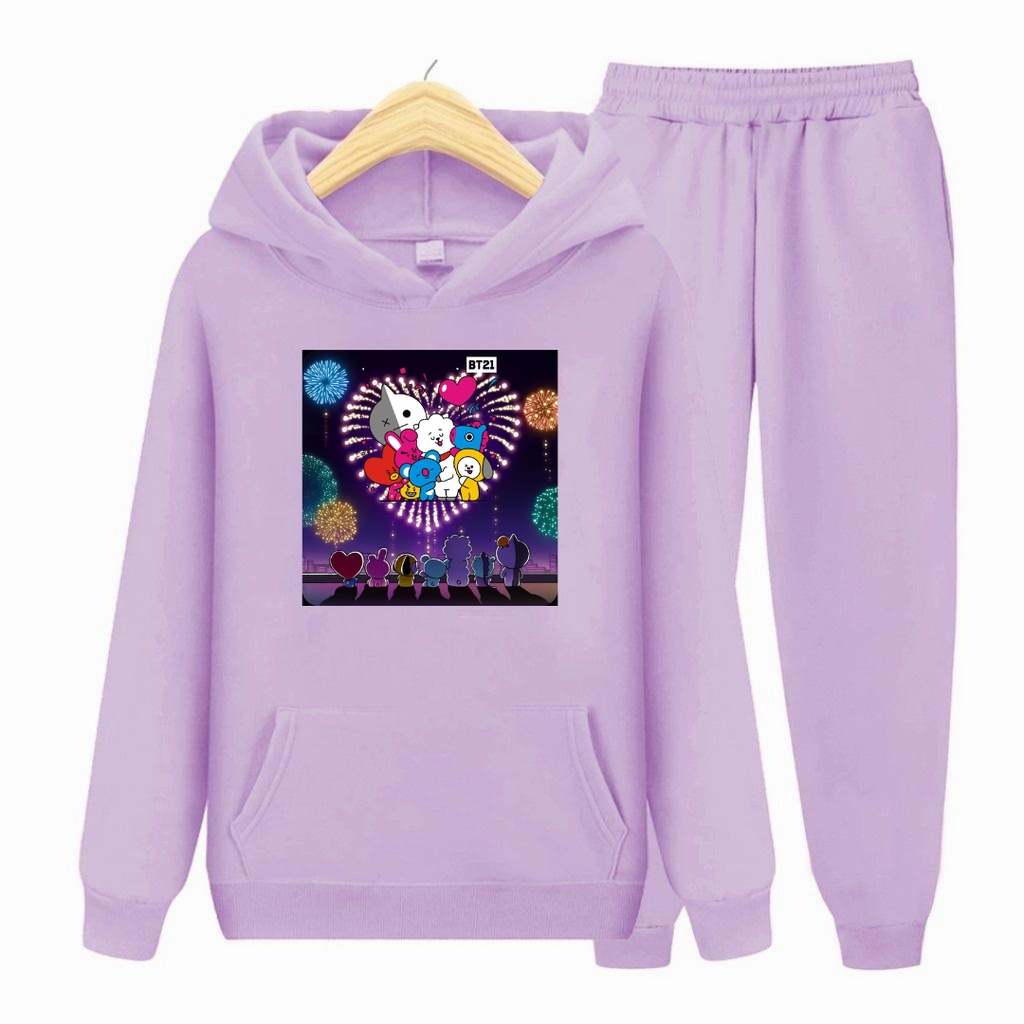 Setelan Sweater Hoodie Anak BT 21 SIZE S, M, XL