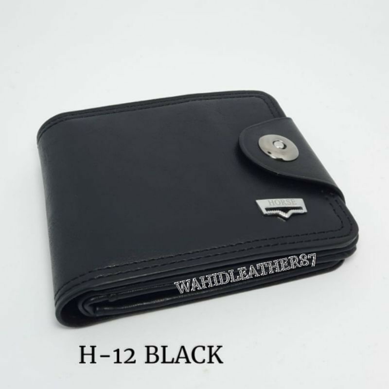 DOMPET PRIA KANCING MAGNET KULIT PU H KINGDOM H-12-Hitam
