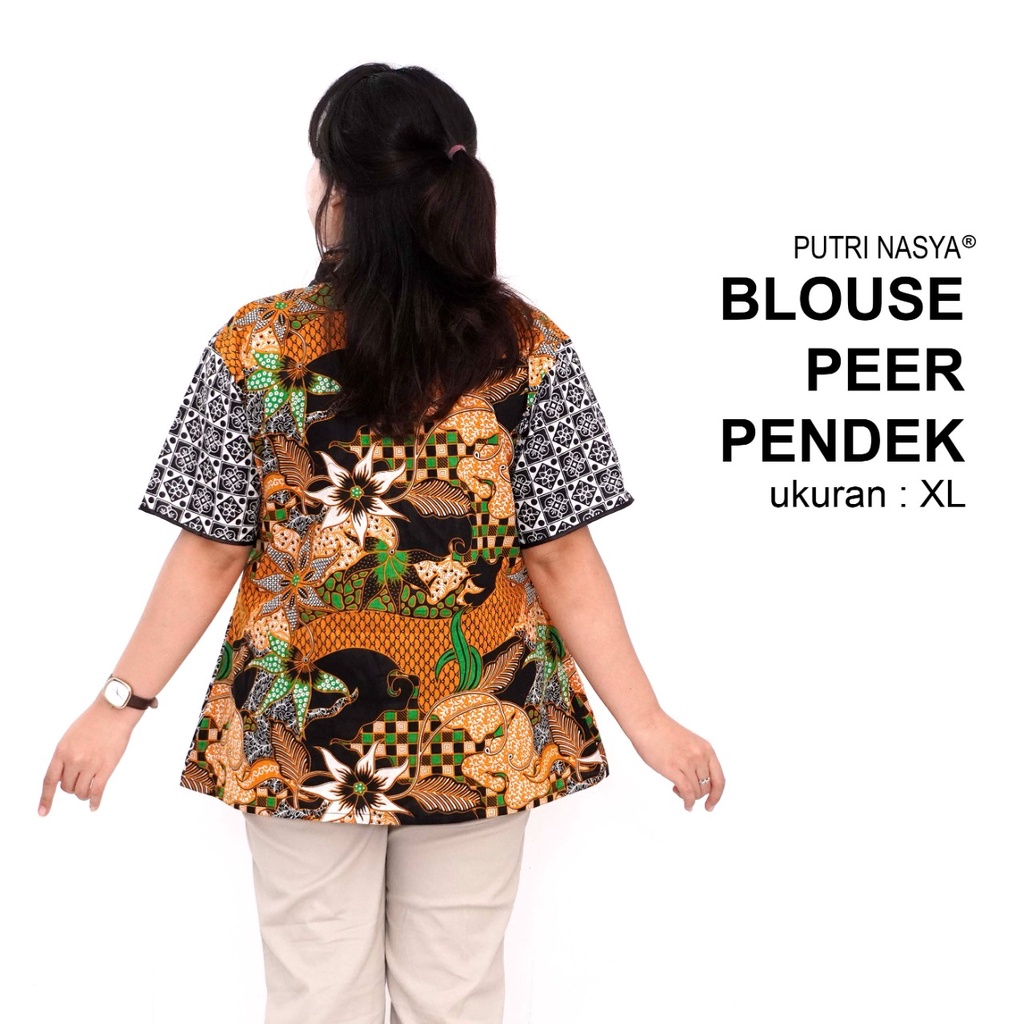 Blouse Big Size LD 140 Wanita Atasan Batik Jumbo S-M-L-XL-2L-3L-4L-5L-6L-7L Model Blus Jumbo Kerja Batik / Atasan Big Size Kerja Wanita / Pakaian Batik Kantor Wanita Kekinian