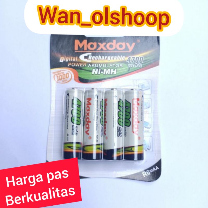 BATRE MAXDAY AAA 2700mAh / AA 4700mAh 1,2v batre charger isi ulang - AA 4700 mAh