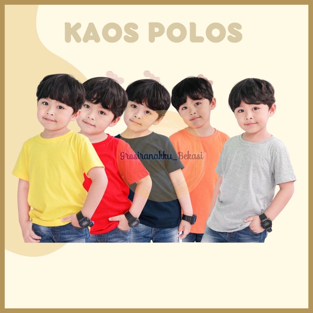 Kaos Anak Polos Mix Warna  Size 1-5Tahun