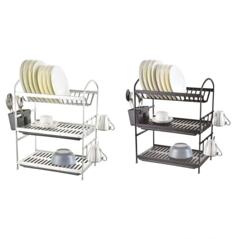 Krischef/ master space  Rak Piring Aluminium 3 Tingkat 