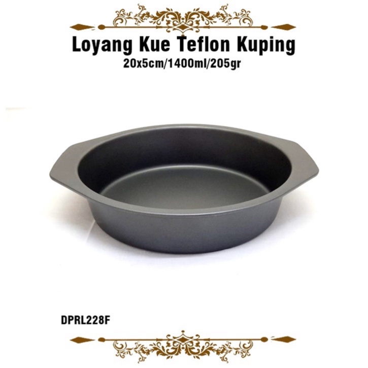 Loyang Kue Teflon/ Loyang Anti Lengket/Loyang Bulat Kuping 20x5cm