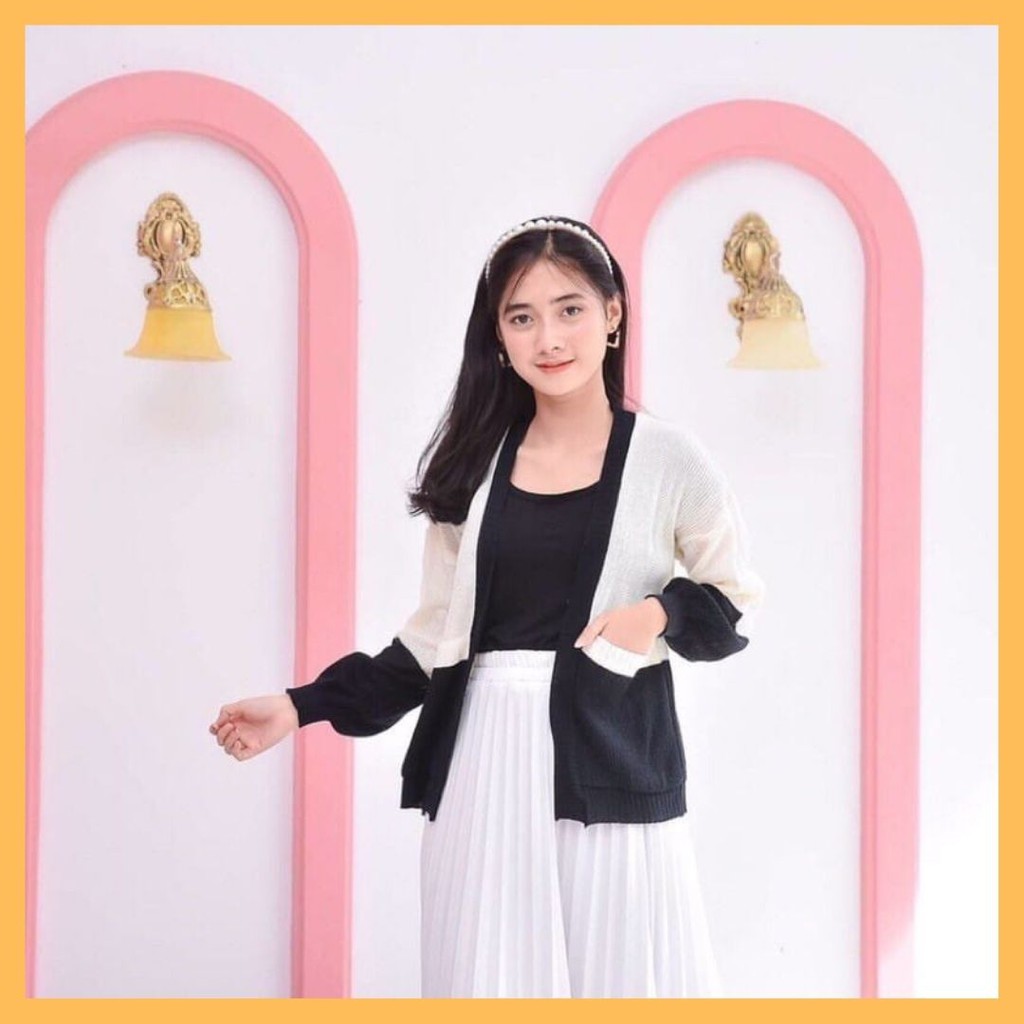 MANDA OUTER CARDY / KARDIGAN RAJUT COMBY / KARDIGAN RAJUT WANITA VIRAL / TERMURAH /  CARDIGAN TWOTONE / RAJUT MURAH