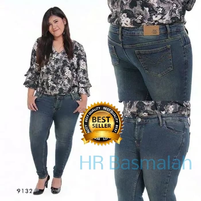 Ht30T2 Celana Jumbo Wanita Panjang Jeans Skinny Levis Cewek Stretch Kekinian - Hitam Ds2044Fg
