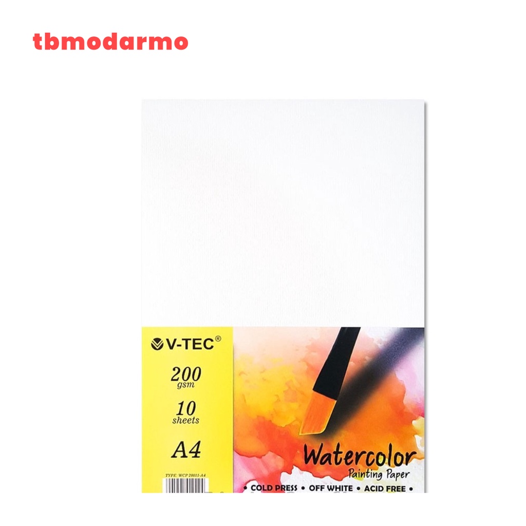 TBMO Watercolor Painting Paper V-TEC A4 WPC 20011 10 Sheet 200gsm