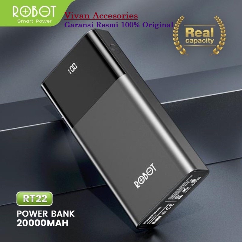 ROBOT RT22 PowerBank 20000mah Dual Port Input &amp; Output Led Display