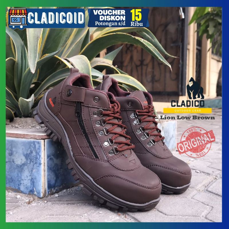 SEPATU SAFETY PRIA UJUNG BESI BOOTS PROYEK, OUTDOOR, KERJA LAPANGAN CLADICO LION LOW PENDEK