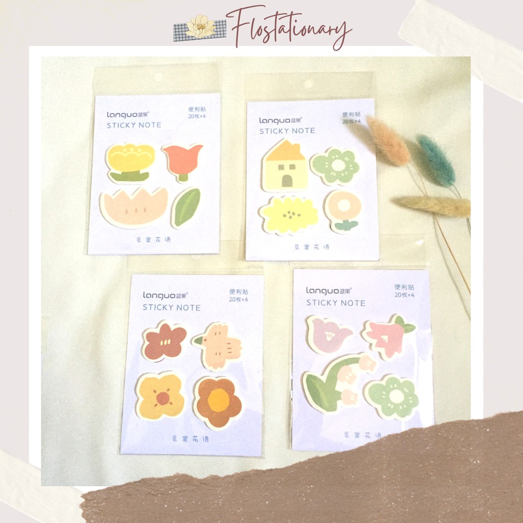 

4 Design/Set Honey Flower Sticky Notes DIY Aesthetic Pekanbaru