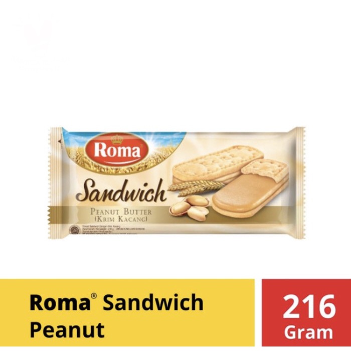 

Wafer-Biskuit- Roma Sandwich Peanut 216Gr 216 Gr Kacang -Biskuit-Wafer.