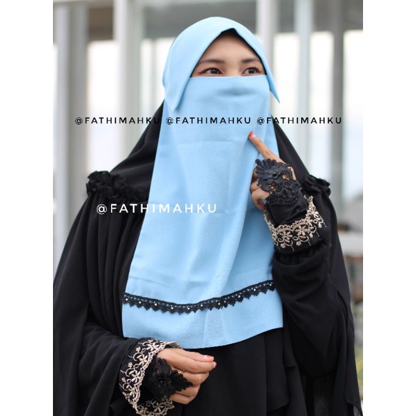 Niqab Warna Cantik Milaya Poni Renda Mix swaroksi/Niqob Poni Milaya Renda/Cadar Poni Warna Murah
