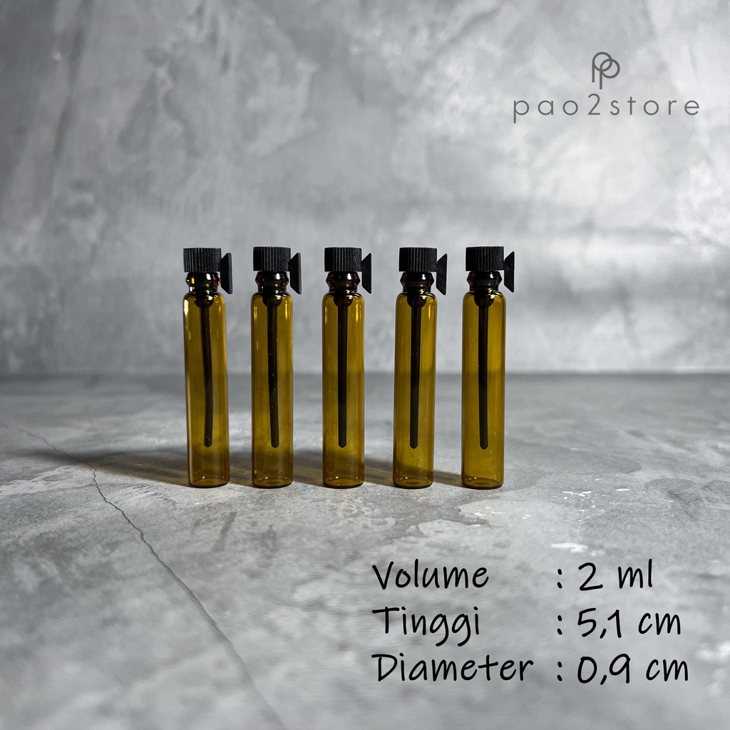 Vial 2ml Botol AMBER Tester Sample Parfum Kaca model Stik Penisilin Panjang