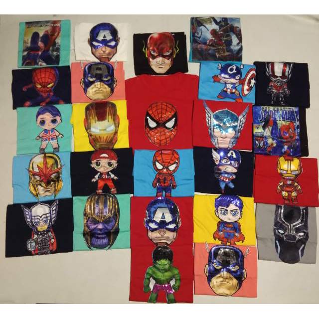 15 RANDOM KAOS  ANAK  SUPERHERO LED  1 2 10 TH LAMPU 