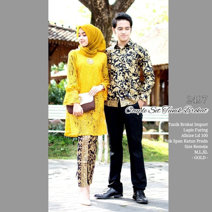 Zola Batik Couple Set Tunik Batik Brokat 2497 Lengan Panjang