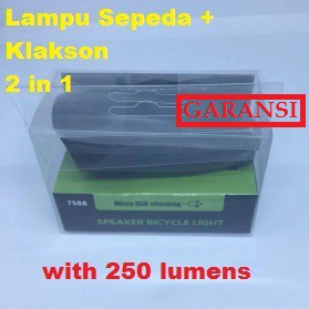 Lampu Sepeda dengan Klakson Bike Light Waterproof XPG LED 250 Lumens - 7588 - Black - ANLOOK