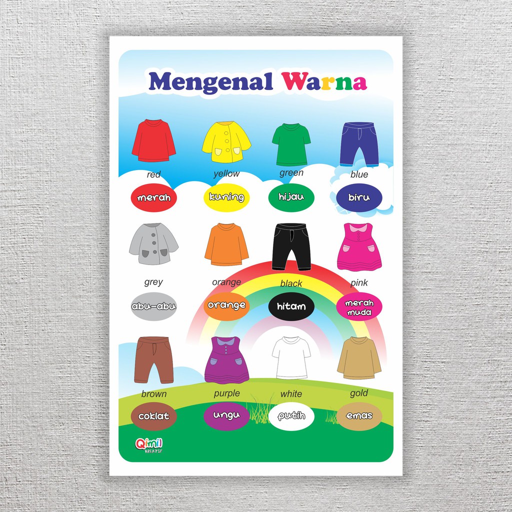 Poster belajar anak TK PAUD Mengenal  Warna  mainan 