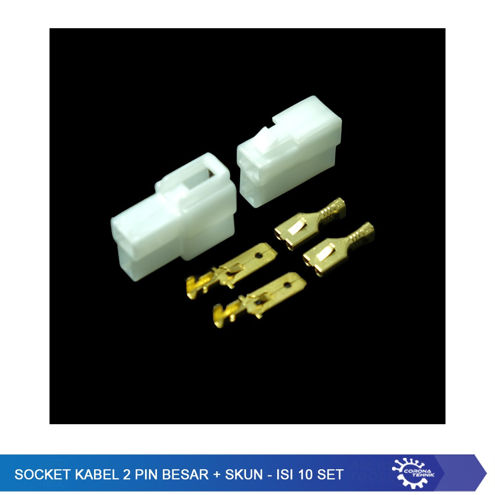 Socket Kabel 2 Pin Besar + Skun - Isi 10 Set