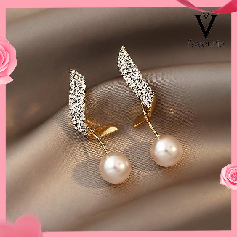 [COD]Anting Mutiara Berlian Elegan Anting Fashion Sederhana-FA