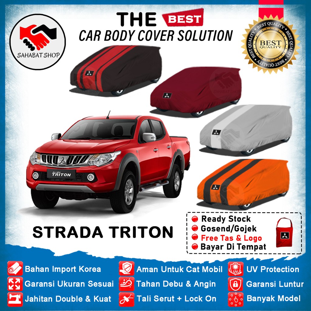 Sahabat Body Cover Mobil Triton / Penutup Sarung Mobil Strada Triton Outdoor 2015 2016 2017 2018 2019 2020 2021 / Tutup Mantel Selimut Mantol Jas Kerudung Terpal Kerodong Kelambu Pelindung Mitsubishi Triton Anti Air Waterproof Model Biru