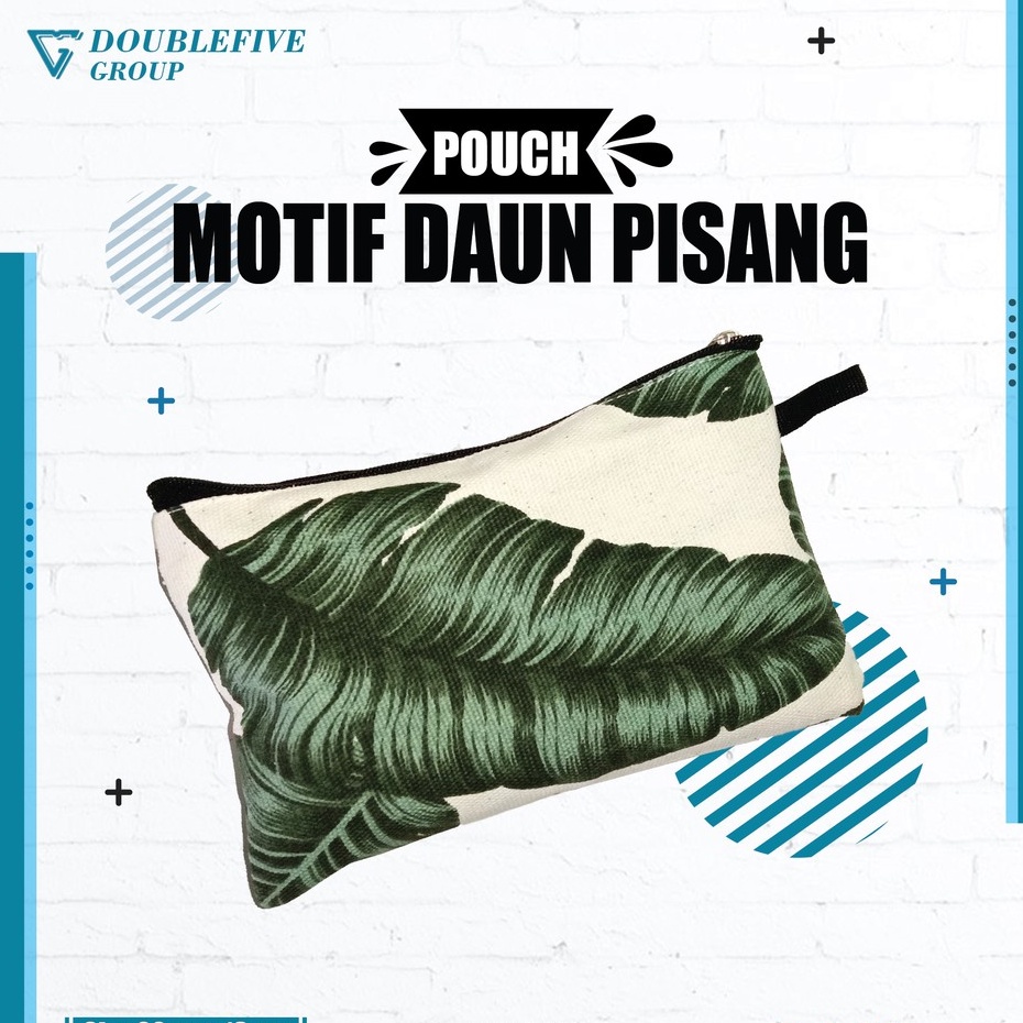 Pouch Kosmetik Souvenir Dompet kanvas Murah uk 20 x 13 Kanvas Motif Daun pisang