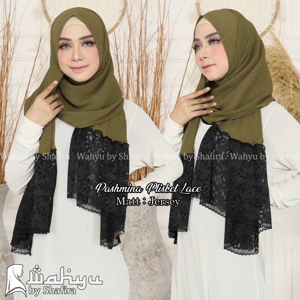 PASHMINA PLISKET LACE RENDA HIJAB SEGI EMPAT WAHYU BY SHAFIRA JILBAB TERBARU EL RAIS HIJAB