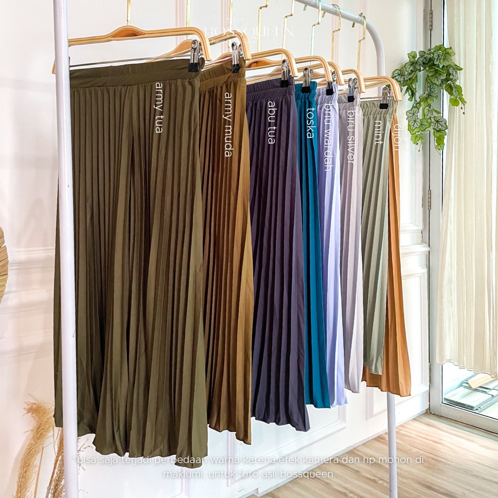 Rok plisket pendek 7/8 wanita model payung / Rok Plisket Mayung pendek / Rok Kerja Dewasa-4