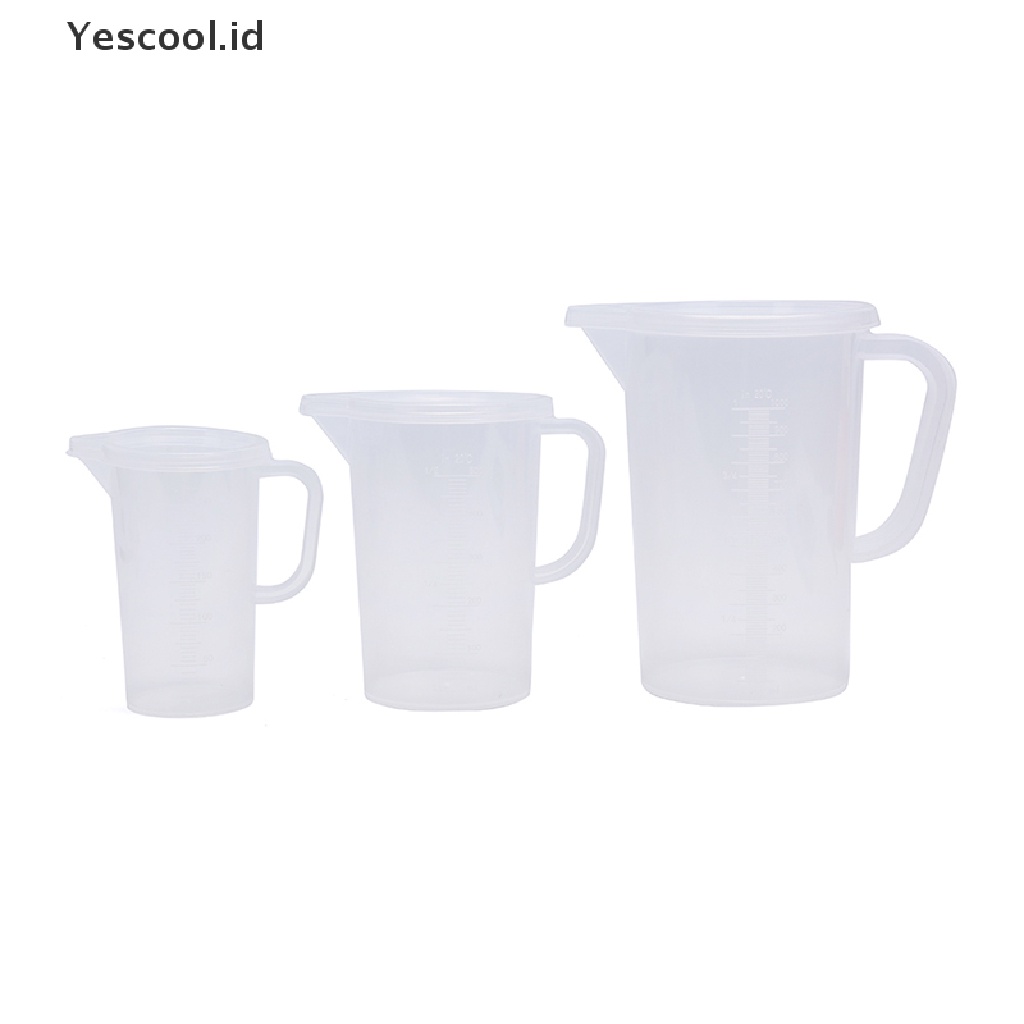 【Yescool】 Plastic Measuring Jug Cup Thick Handle Sealing Cover Kitchen Cooking Supplies .