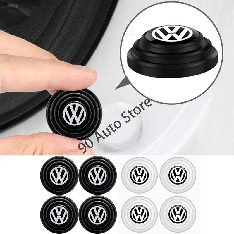 4 / 8 / 12pcs Stiker Pintu Mobil Bahan Silikon Shockproof Untuk Volkswagen Golf Tiguan GTI Touareg Touran Passat T-Roc