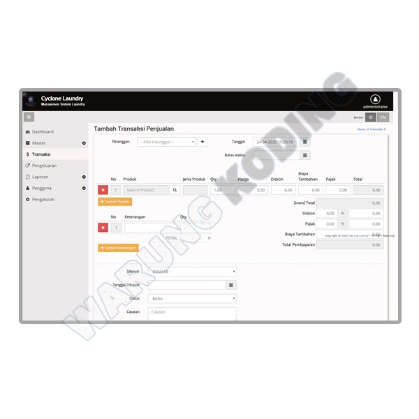 Source Code Aplikasi Manajemen Laundry menggunakan Codeigniter 3
