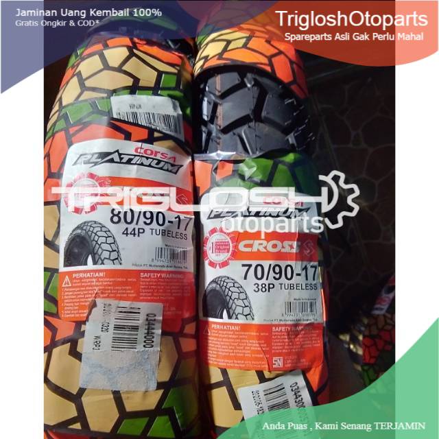 DIJAMIN BARU MURAH Paket Ban tubles corsa cross uk. 70/90+80/90.17 free pentil