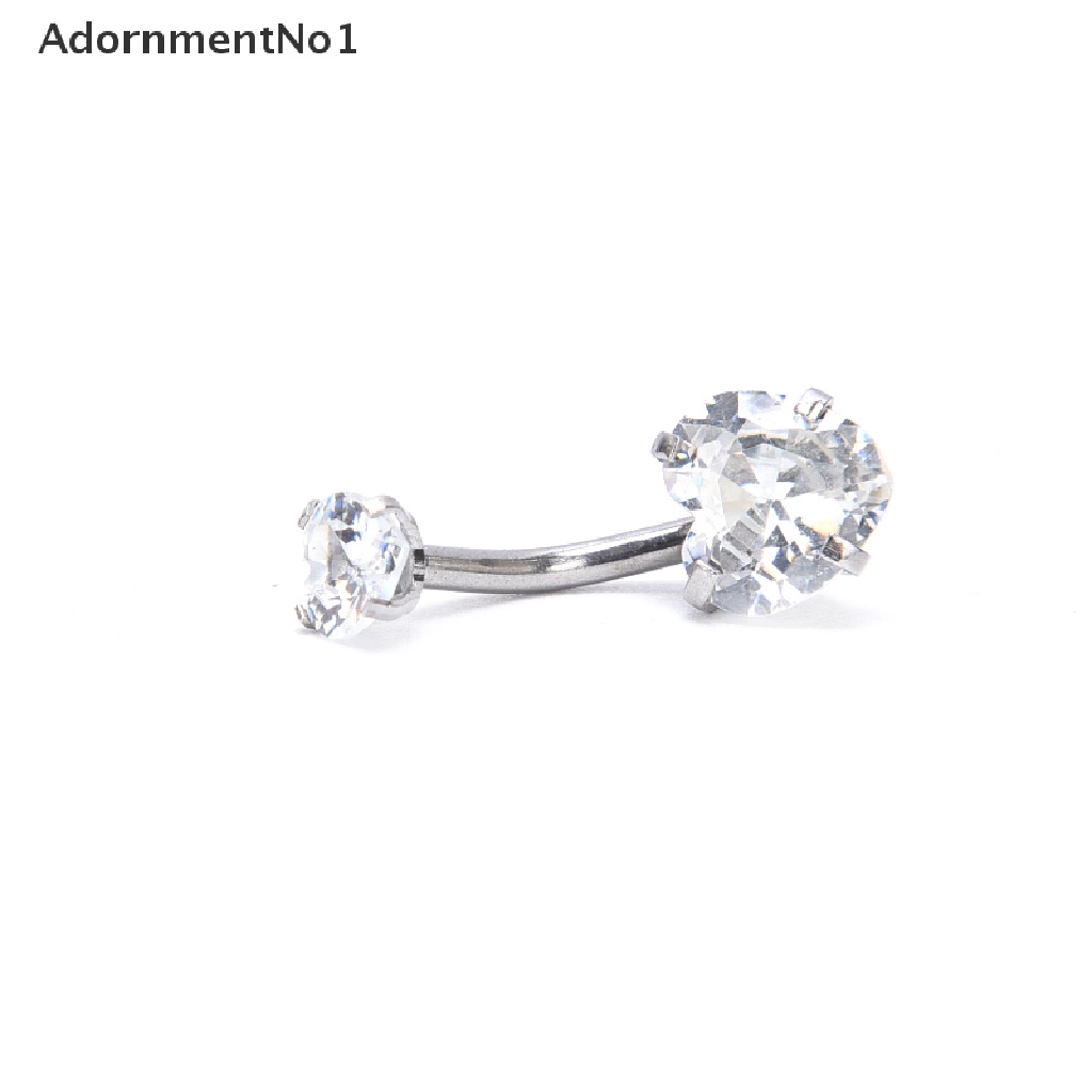 (AdornmentNo1) Anting Tindik Perut / Pusar Baja Aksen Zircon Bentuk Hati Untuk Perhiasan Wanita